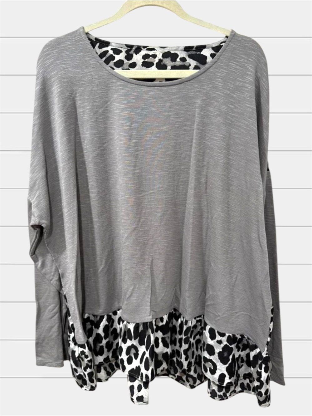 Gray Leopard Print Women's Top